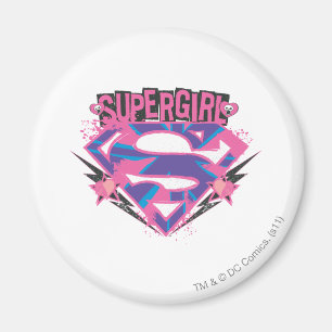 Supergirl Pink and Purple Grunge Logo Magnet