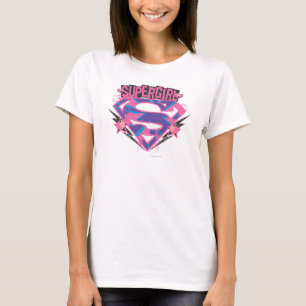 Supergirl Pink and Purple Grunge Logo T-Shirt