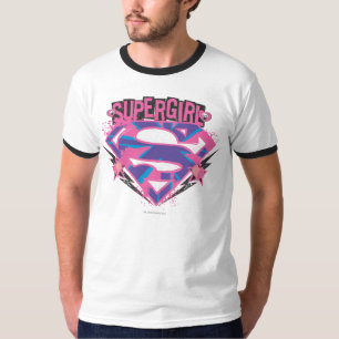 Supergirl Pink and Purple Grunge Logo T-Shirt