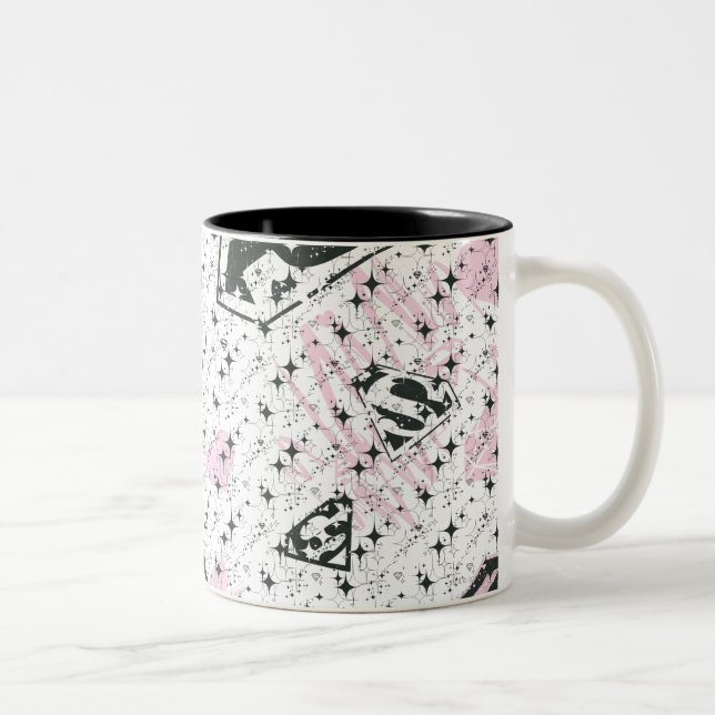 Supergirl Pink and White Logo Pattern Two-Tone Coffee Mug (Right)