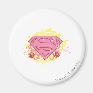 Supergirl Pink Flowers Magnet