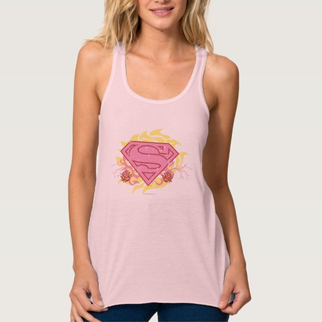 Supergirl Pink Flowers Singlet (Front)