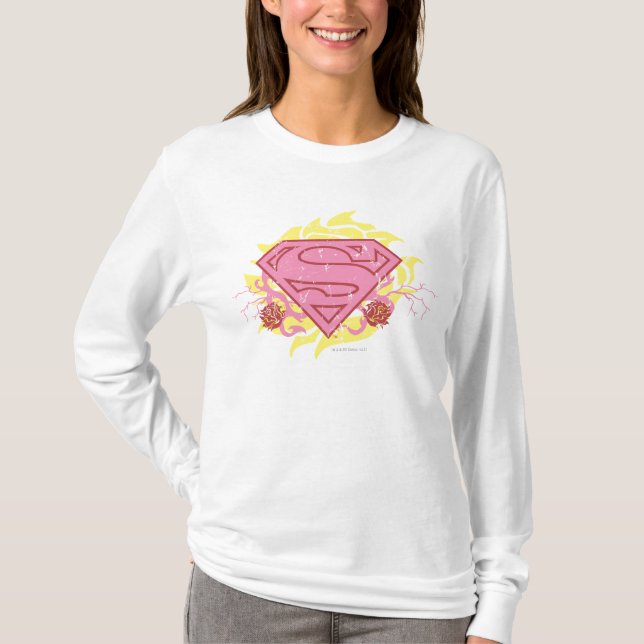 Supergirl Pink Flowers T-Shirt (Front)