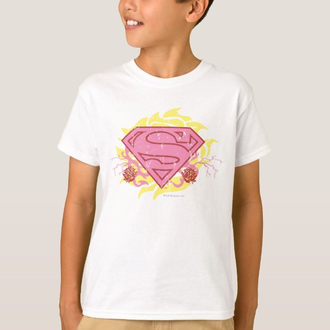 Supergirl Pink Flowers T-Shirt (Front)