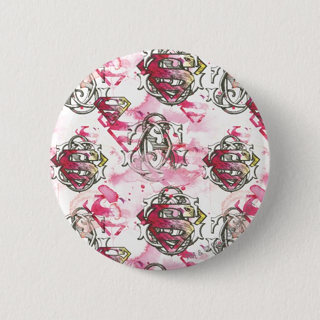 Supergirl Pink Ink Pattern 6 Cm Round Badge (Front)