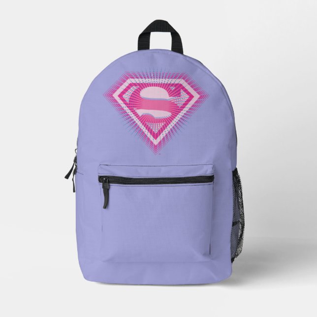 Supergirl Pink Logo Printed Backpack (Front)