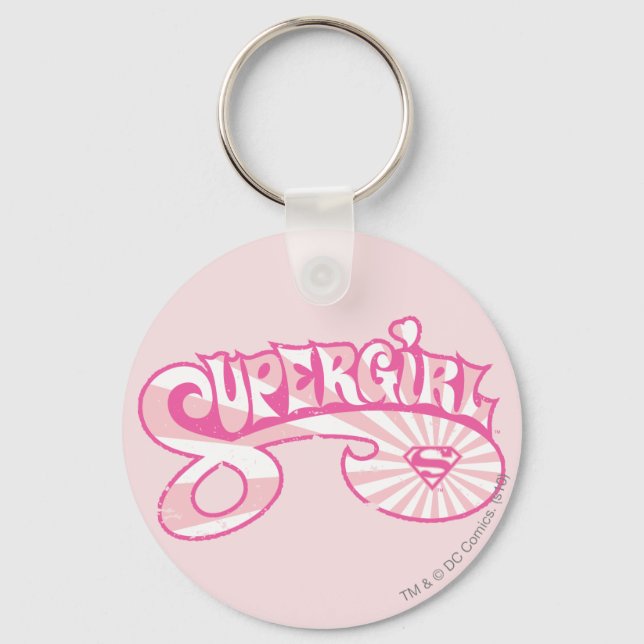 Supergirl Pink Logo Star Burst Key Ring (Front)