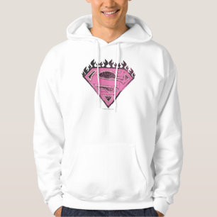 Supergirl Pink Logo with Flames Hoodie
