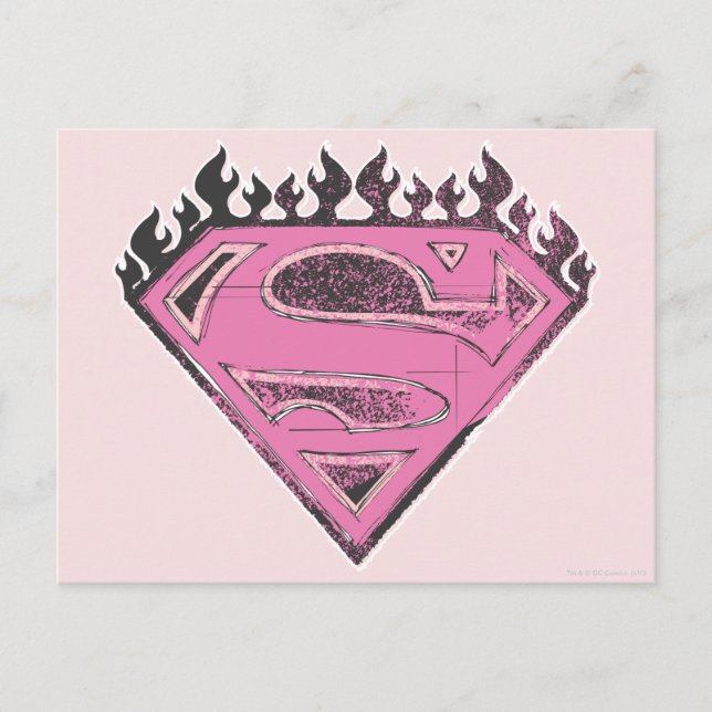 Supergirl Pink Logo with Flames Postcard (Front)
