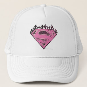 Supergirl Pink Logo with Flames Trucker Hat