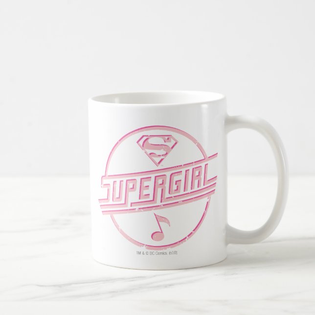 Supergirl Pink Music Note Coffee Mug (Right)