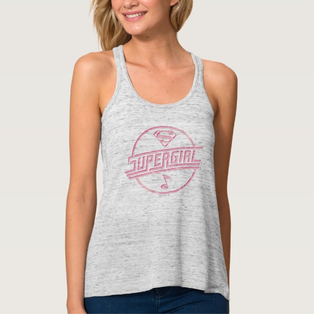 Supergirl Pink Music Note Singlet (Front)