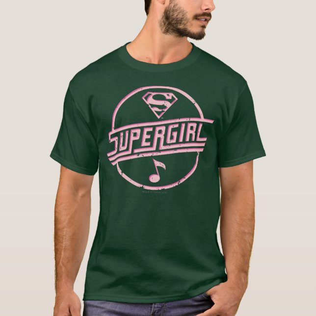 Supergirl Pink Music Note T-Shirt (Front)