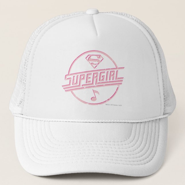 Supergirl Pink Music Note Trucker Hat (Front)