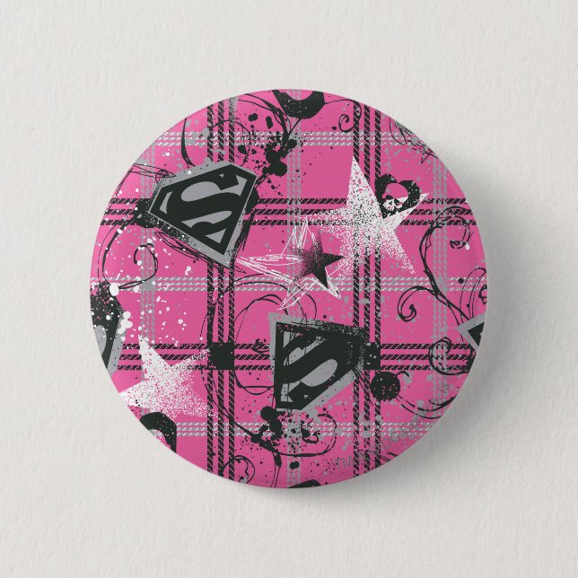 Supergirl Pink Splatter Square 6 Cm Round Badge (Front)