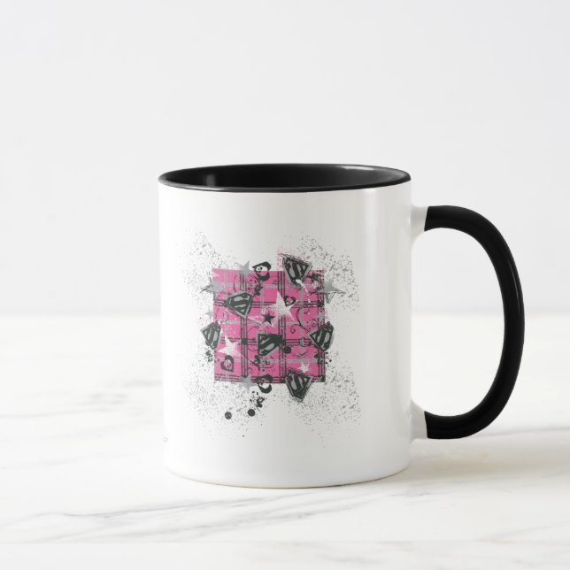 Supergirl Pink Splatter Square Mug (Right)