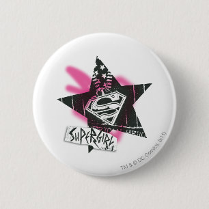 Supergirl Pink Spray Paint Star 6 Cm Round Badge