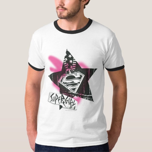 Supergirl Pink Spray Paint Star T-Shirt (Front)