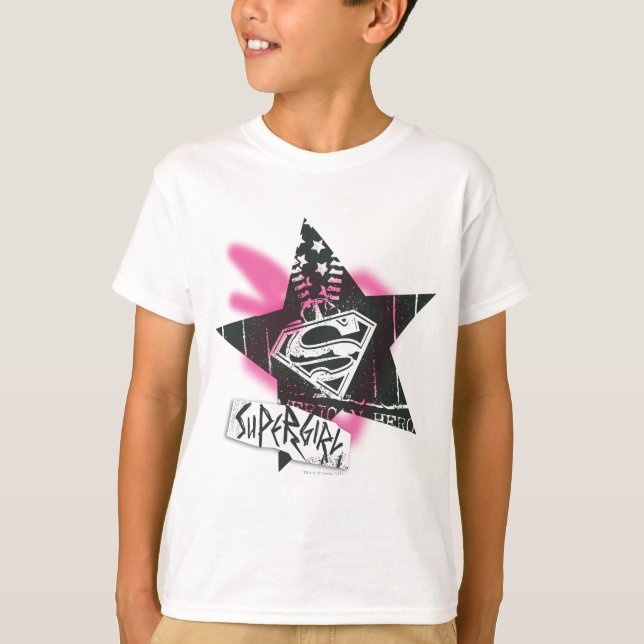 Supergirl Pink Spray Paint Star T-Shirt (Front)