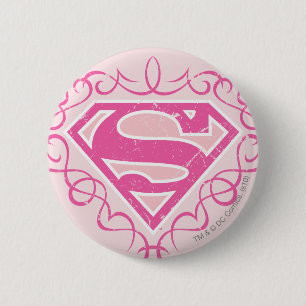 Supergirl Pink Stripes 6 Cm Round Badge