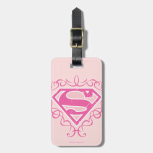 Supergirl Pink Stripes Luggage Tag
