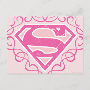 Supergirl Pink Stripes Postcard