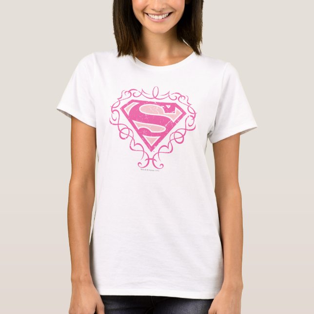 Supergirl Pink Stripes T-Shirt (Front)