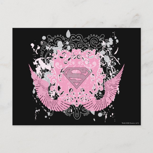 Supergirl Pink Winged Design Postcard (Front)