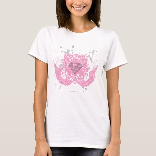Supergirl Pink Winged Design T-Shirt (Front)