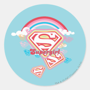 Supergirl Rainbow Classic Round Sticker