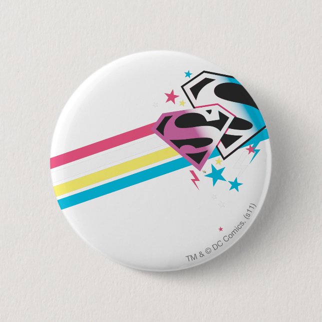Supergirl Rainbow Stripes 6 Cm Round Badge (Front)