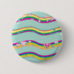 Supergirl Rainbow Waves Green 6 Cm Round Badge
