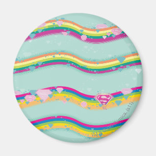 Supergirl Rainbow Waves Green Magnet