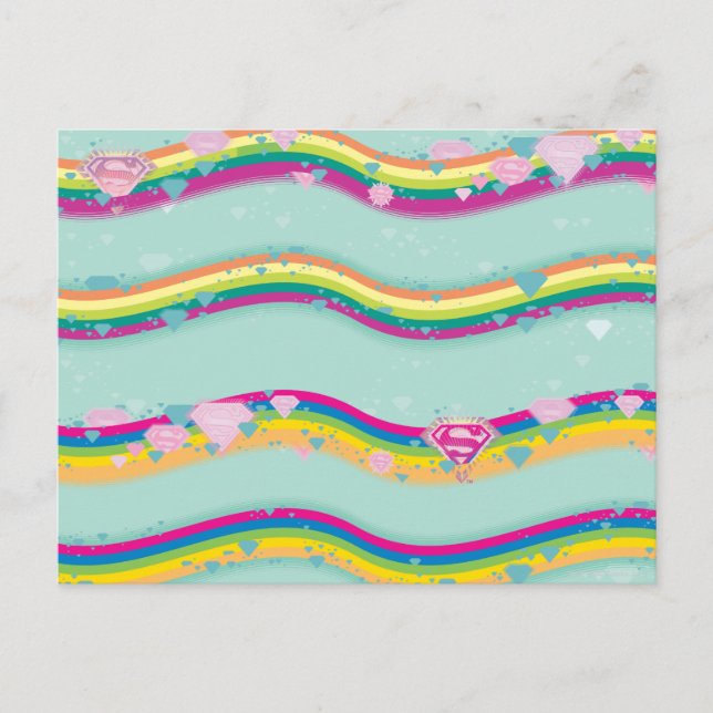 Supergirl Rainbow Waves Green Postcard (Front)