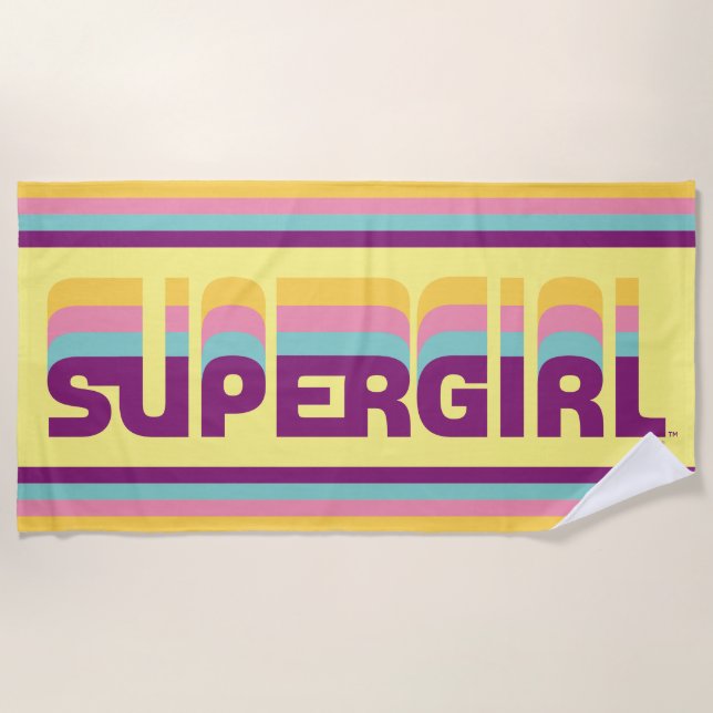 Supergirl Retro Colorshift Graphic Beach Towel (Front)