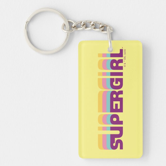 Supergirl Retro Colorshift Graphic Key Ring (Front)