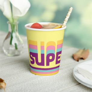 Supergirl Retro Colorshift Graphic Paper Cups