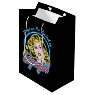 Supergirl Retro Neon Lights Graphic Medium Gift Bag