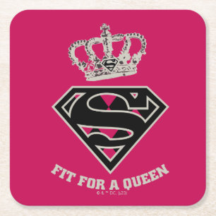 Supergirl S-Shield "Fit For A Queen" Square Paper Coaster