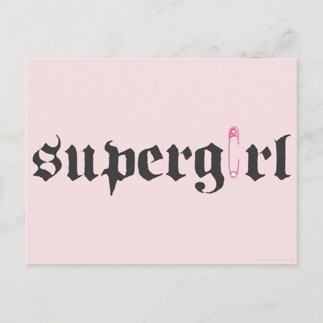 Supergirl Safety Pin Letter Postcard (Front)