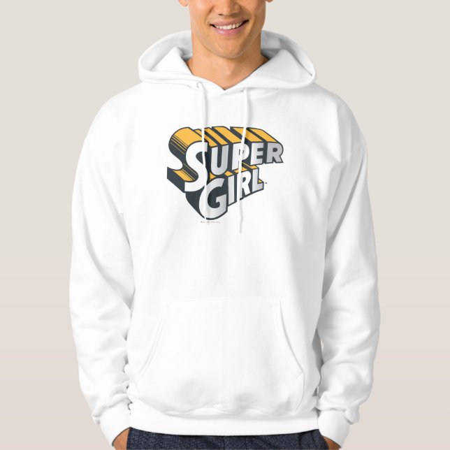 Supergirl Silver and Orange Logo Hoodie (Front)