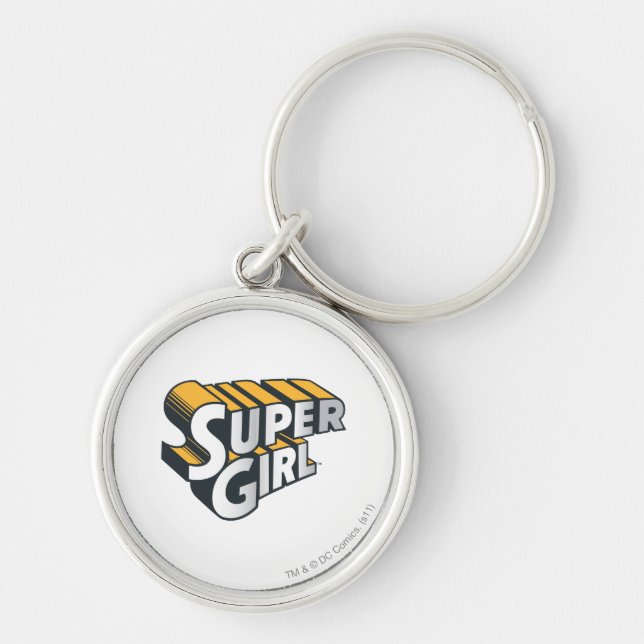 Supergirl Silver and Orange Logo Key Ring (Front)