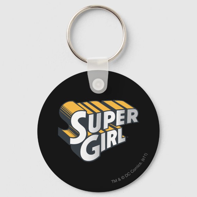 Supergirl Silver and Orange Logo Key Ring (Front)