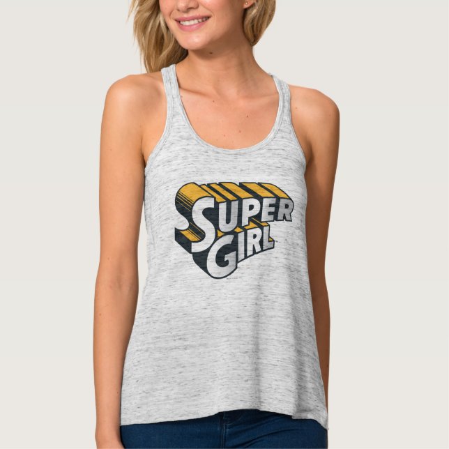 Supergirl Silver and Orange Logo Singlet (Front)