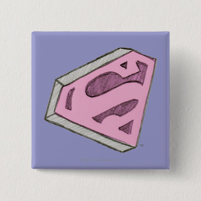 Supergirl Sketched Pink Logo 15 Cm Square Badge (Front)