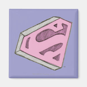 Supergirl Sketched Pink Logo Magnet
