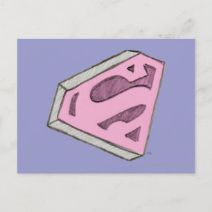 Supergirl Sketched Pink Logo Postcard