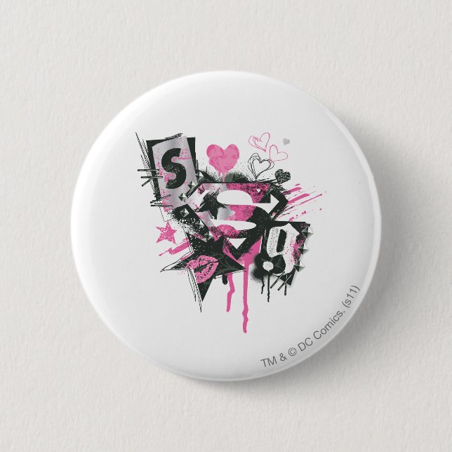Supergirl Spills and Scribbles Collage 6 Cm Round Badge (Front)