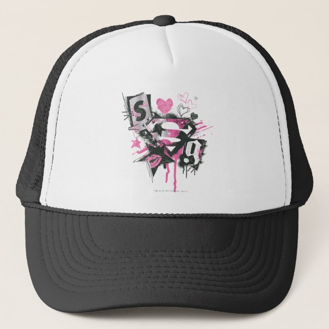 Supergirl Spills and Scribbles Collage Trucker Hat (Front)