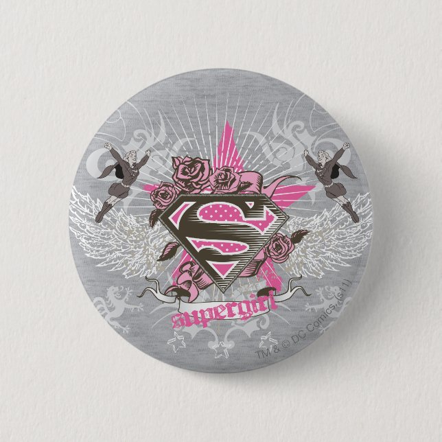 Supergirl Star and Roses 6 Cm Round Badge (Front)